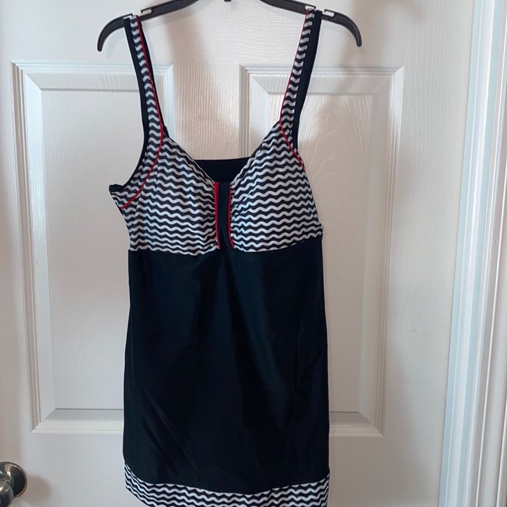 DANIFY Sailor Pin Up Swimsuit Retro One Piece Skirtini Cover Up Size L